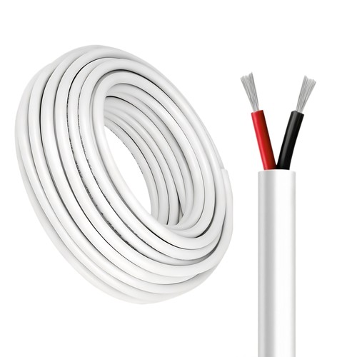100m Kabel röd/svart, vit rund - 2x0,35mm², 12V-24V, för LED-strip