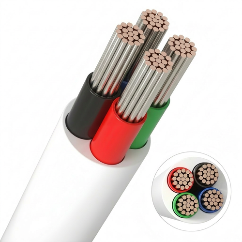 20m RGB-kabel, vit rund - 4x0,35mm², 12V-24V för LED-strip