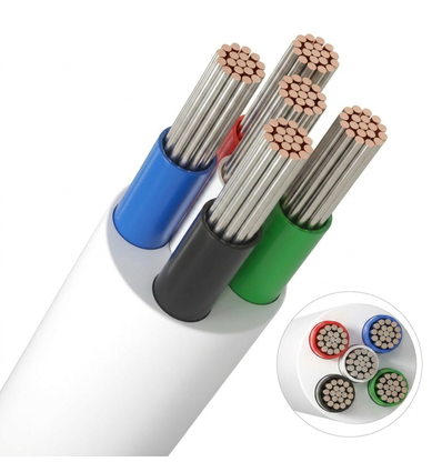 5m RGBW-kabel, vit rund - 5x0,35mm², 12V-24V för LED-strip