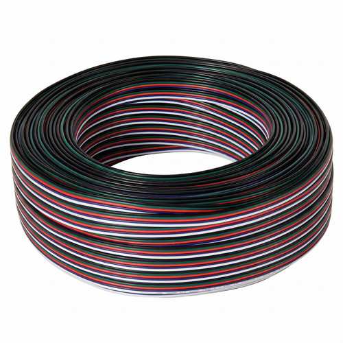 100m 1,2mm² RGBW kabel - 5-ledare (16AWG), 12V-24V för LED-strip