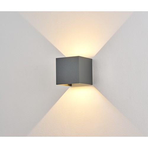6W dimbar CUBIC PRO vägglampa - IP65, antracit, justerbar, upp/ner, inne/ute, inkl. ljuskälla