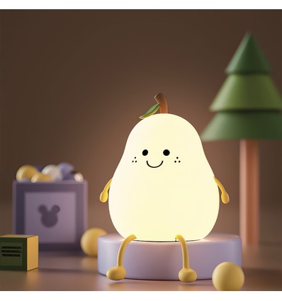 MOCHI Päron Nattlampa för Barn - Silikon, RGB + Varmvit