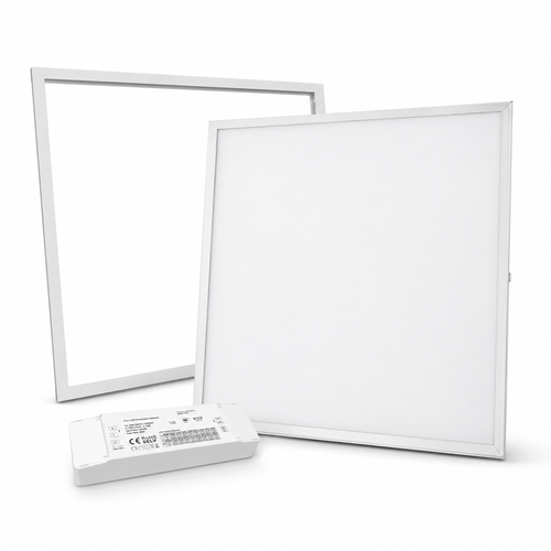 60x60 Träbetongpanel + ram - komplett set med dimbar driver, 36W