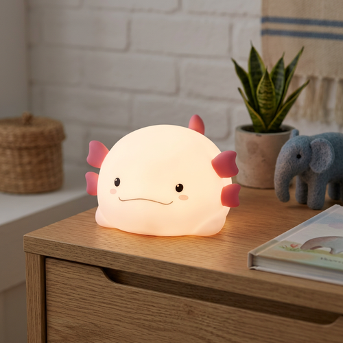 MOCHI Axolotl nattlampa - Silikon, färgskifte + varmvit, touch dimbar, IP20 inomhus