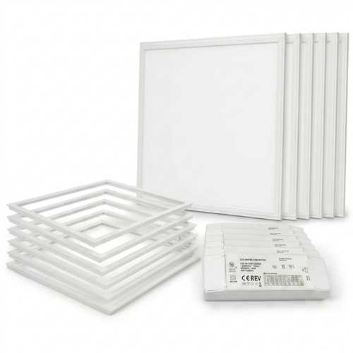 6 st. Troldtekt panel + ram - UGR19, 60x60, dimbar driver