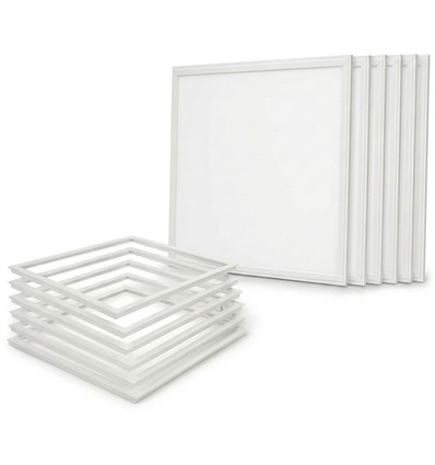 6x 60x60 Troldtekt panel + ram med fjädrar - Höjd: 9mm, Komplett set, 36W