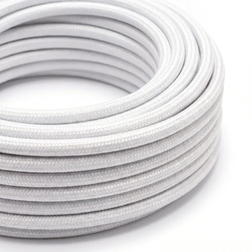 5m Tygkabel 2x0,75 mm², textil - 230V, Vit
