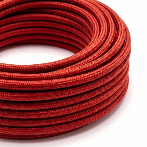 5m Tygkabel 2x0,75 mm², textil - 230V, Röd