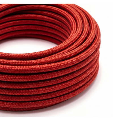 5m Tygkabel 2x0,75 mm², textil - 230V, Röd