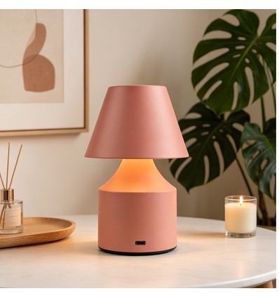Laddningsbar LED-bordslampa - Rosa, touch-dimbar, 3-i-1, IP20 inomhus