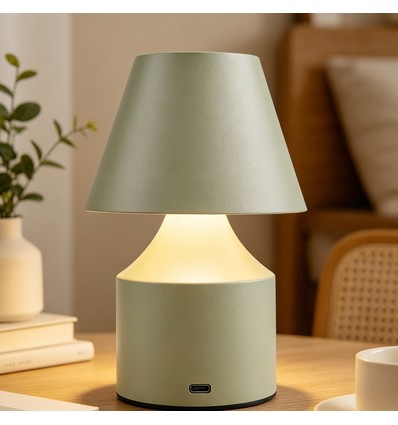 Laddningsbar LED bordslampa - Grön, touch dimbar, 3i1, IP20 inomhus