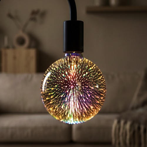 3D LED Lampa 4W E27 - Stjärneffekt, 3000K, G125