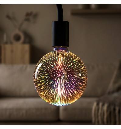 3D LED Lampa 4W E27 - Stjärneffekt, 3000K, G125