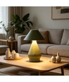 Laddningsbar LED-bordslampa - Grön, Ø16cm, 21,5cm hög, touch dimbar, 3i1, IP20 inomhus