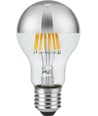 E27 6,5W dimbar LED-klotlampa - Toppförsilvrad, A60, filament, 2500K, silverfinish