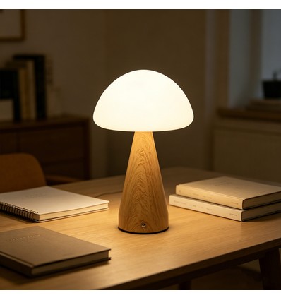 Laddningsbar LED-bordslampa - Trä, touch-dimbar, 3-i-1, IP20 inomhus