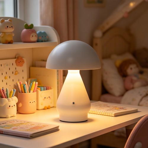 Laddningsbar LED-bordslampa - Vit, Ø15cm, 22cm hög, touch-dimbar, 3-i-1, IP20 inomhus
