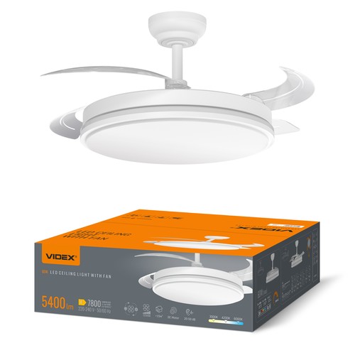 60W LED-taklampa med fläkt - CCT, vit, inkl. fjärrkontroll