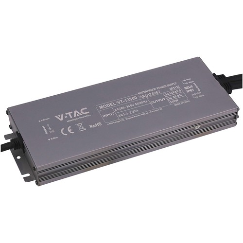 300W / 24V DC strömförsörjning för LED-strips - 12.5A, IP67 vattentät