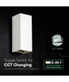 10W LED-vägglampa - 3-i-1 CCT, IP65, vit, upp/ned-ljus