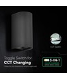 10W LED-vägglampa - 3-i-1 CCT, IP65, svart, upp/ned-ljus
