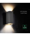 10W LED-vägglampa - 3-i-1 CCT, IP65, svart, upp/ned-ljus