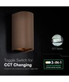 10W LED-vägglampa 3-i-1 - Corten-finish, IP65, upp/ned-ljus, inkl. ljuskälla
