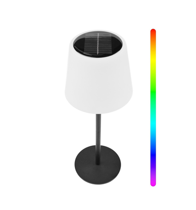 Laddningsbar RGBW LED-bordslampa med solcell - Vit, fjärrkontroll