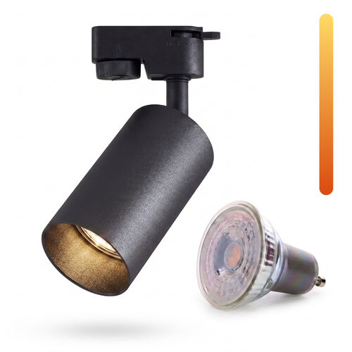 Dim to warm GU10 skenspot - Inklusive 6W Dimtowarm glödlampa, Svart, 1-fas, 1F2W