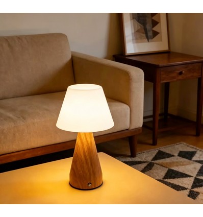 Laddningsbar LED-bordslampa - Trä, touch-dimbar, 3-i-1, IP20 inomhus