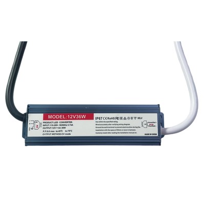 36W / 12V DC strömförsörjning - 3A, IP67 vattentät