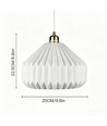 Keramik E27 pendellampa - Plisserad, vit/mässing, 2m sladd, Ø27x23cm, utan ljuskälla