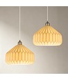 Keramik E27 pendellampa - Plisserad, vit/mässing, 2m sladd, Ø27x23cm, utan ljuskälla