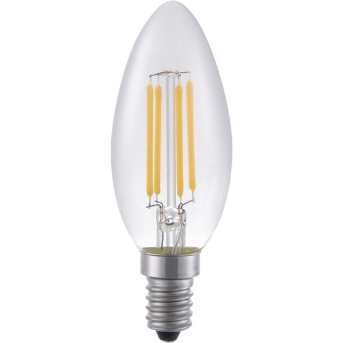 E14 4W dimbar LED-kronlampa - Filament, C35, 370lm, 2500K, klart glas