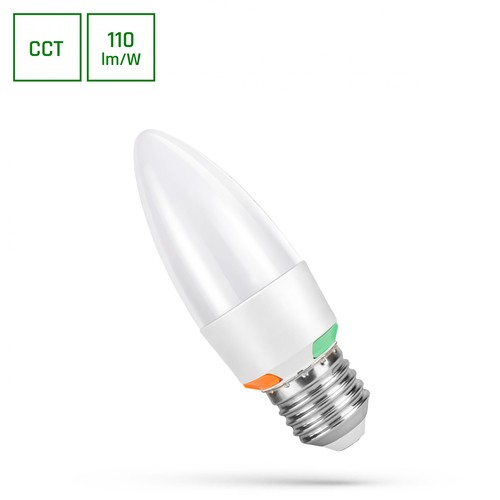 E27 6W LED kronljus - C37, CCT, 3-i-1 ljusfärg, inkl. ljuskälla