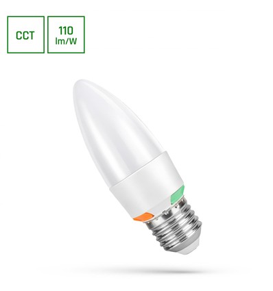 E27 6W LED kronljus - C37, CCT, 3-i-1 ljusfärg, inkl. ljuskälla