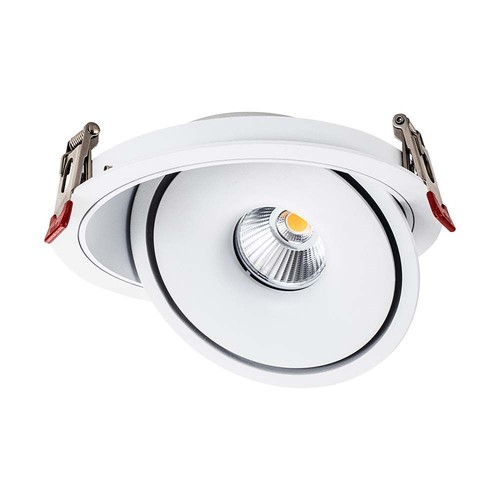 Demo: 30W Ø20 cm infälld spotlight RA90 - Hål: Ø18 cm, Mått: Ø20 cm, CCT - 3 ljusfärger, 3-i-1, vit kant