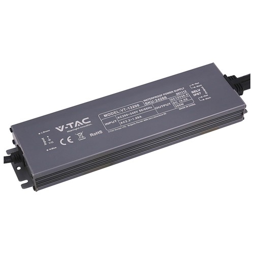 200W / 12V DC strömförsörjning för LED-strips - 16.6A, IP67 vattentät