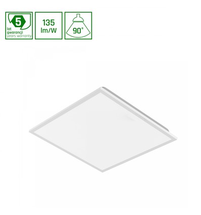 60x60 LED-panel, 40W, UGR19 - DALI-dimbar, 90°, vit ram, neutralvit