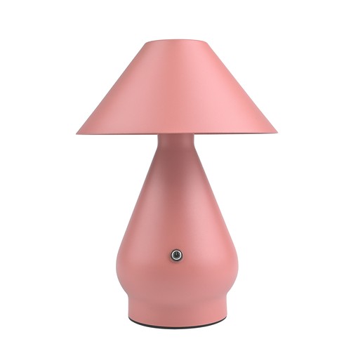 Laddningsbar LED bordslampa - Rosa, Ø16cm, 21,5cm hög, touch dimbar, 3-i-1, IP20 inomhus