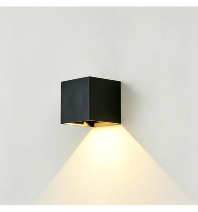 3W CUBIC PRO vägglampa - IP65, svart, vidarekoppling, justerbar, fyrkantig, utomhus, inkl. ljuskälla