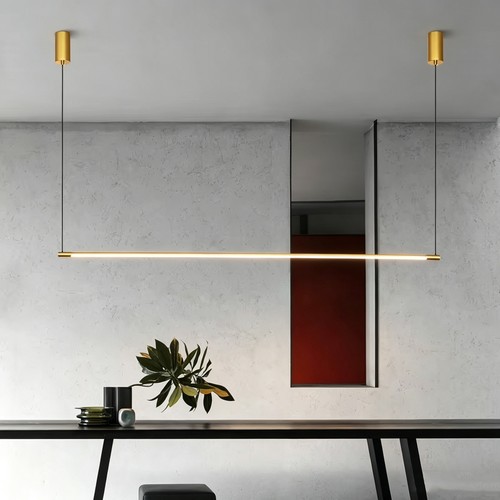 126cm dimbar matbordslampa - Guld, 18W LED, inkl. vajerupphäng