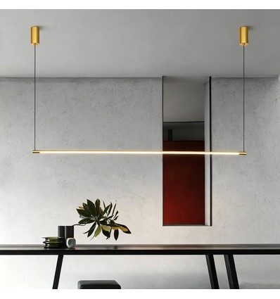 126cm dimbar matbordslampa - Guld, 18W LED, inkl. vajerupphäng