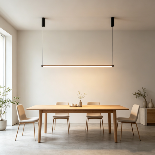 Svart matbordslampa 126cm - 18W LED, 2800K, inkl. vajerupphäng