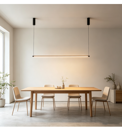 Svart matbordslampa 126cm - 18W, inkl. vajerupphäng