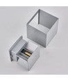 6W CUBIC PRO vägglampa - IP65, silvergrå, vidarekoppling, justerbar, fyrkantig, upp/ner, inne/ute, inkl. ljuskälla