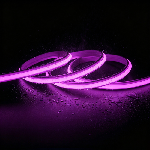 5m 9W/m Lila Slim COB strip - 230V, IP67 vattentät, 296 LED, kan klippas var 10:e cm