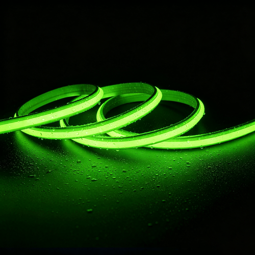 5m 9W/m Grön Slim COB strip - 230V, IP67 vattentät, 296 LED, kan klippas var 10:e cm