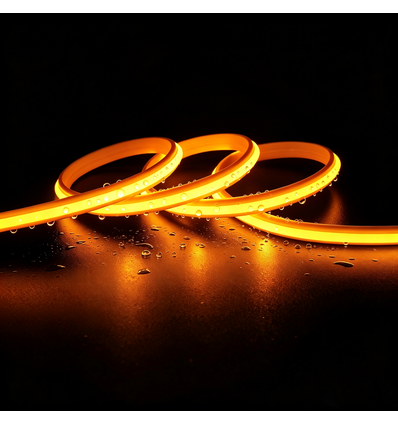 5m 9W/m Gul Slim COB strip - 230V, IP67 vattentät, 296 LED, kan klippas var 10:e cm