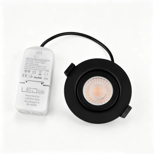 7W RA96 CCT + DimToWarm downlight för isolering - Dimbar, Hål: Ø6,8 cm, Mått: Ø8,3 cm, svart